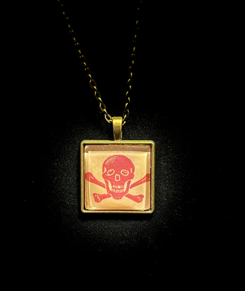 Red Skull and Crossbones Necklace