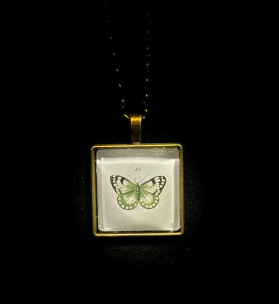 Green Butterfly Print Necklace