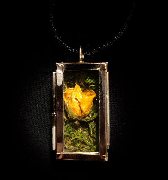 Yellow Rose Reliquary Necklace